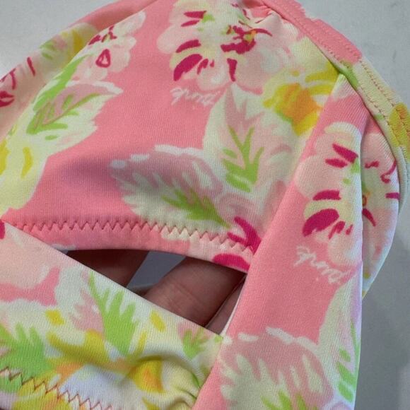 PINK Victoria’s Secret Floral Bikini Top Women’s Size Small Halter Neon Cut Out - Picture 5 of 7